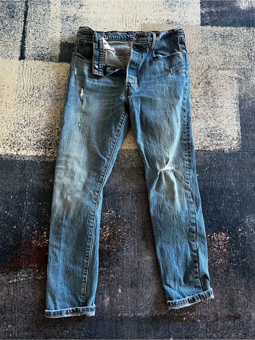 Levi’s 501s button fly slightly distressed jeans